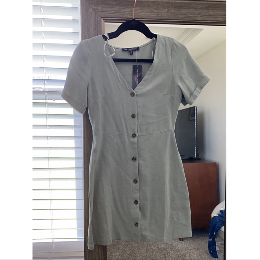 *sold* Light Blue/Gray Button-Up Dress